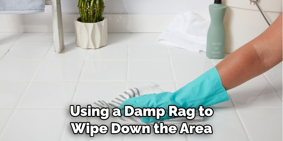 Using a Damp Rag to Wipe Down the Area