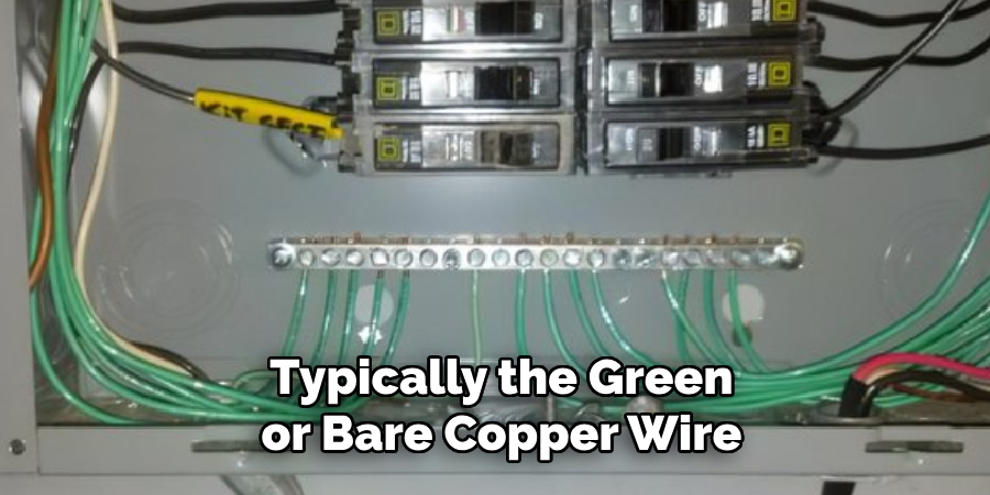 Typically the Green or Bare Copper Wire