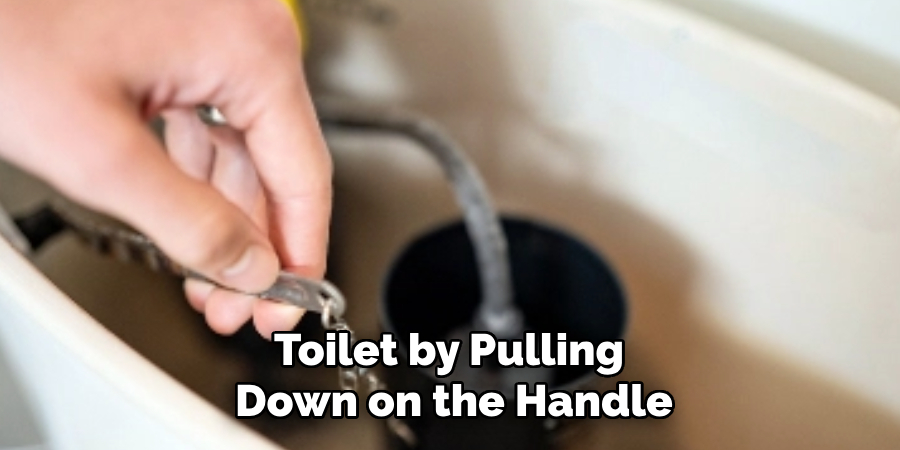 Toilet by Pulling 
Down on the Handle