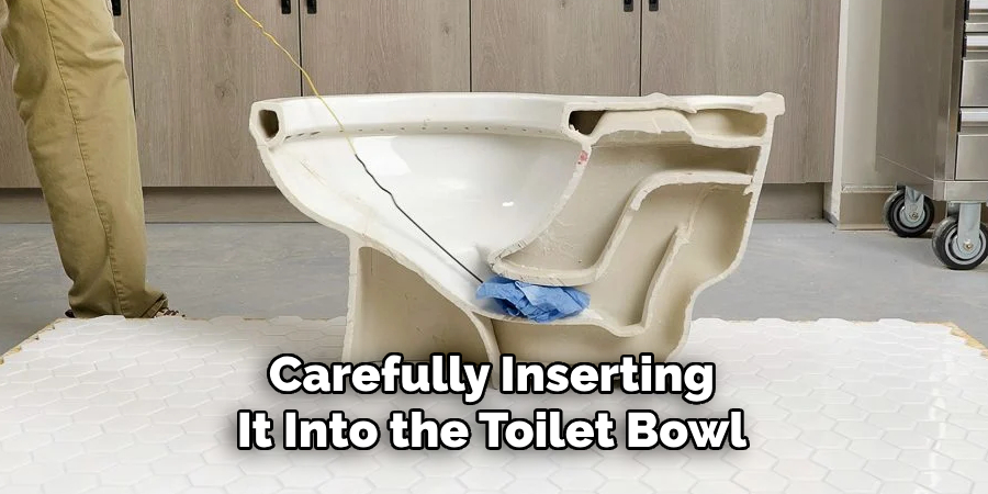 Carefully Inserting It Into the Toilet Bowl
