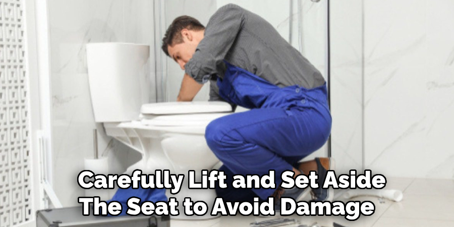 Carefully Lift and Set Aside 
The Seat to Avoid Damage   